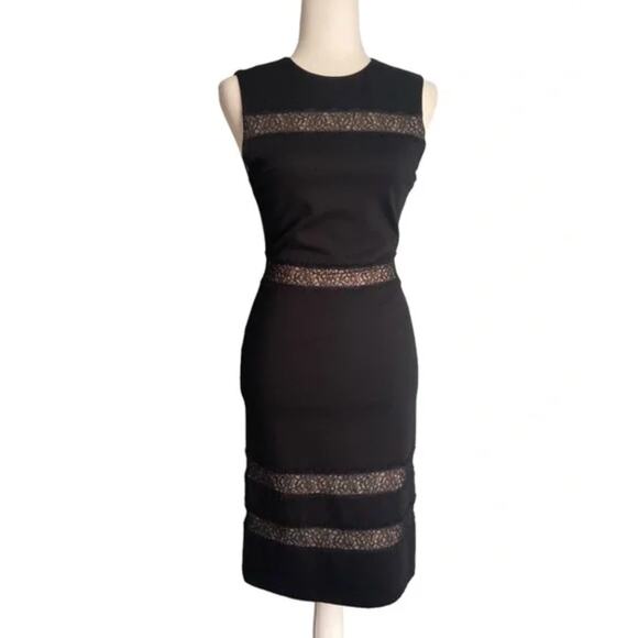 Alice + Olivia Kerrie Lace Panel Sleeveless Sheath Dress - Size 8 - Picture 1 of 11